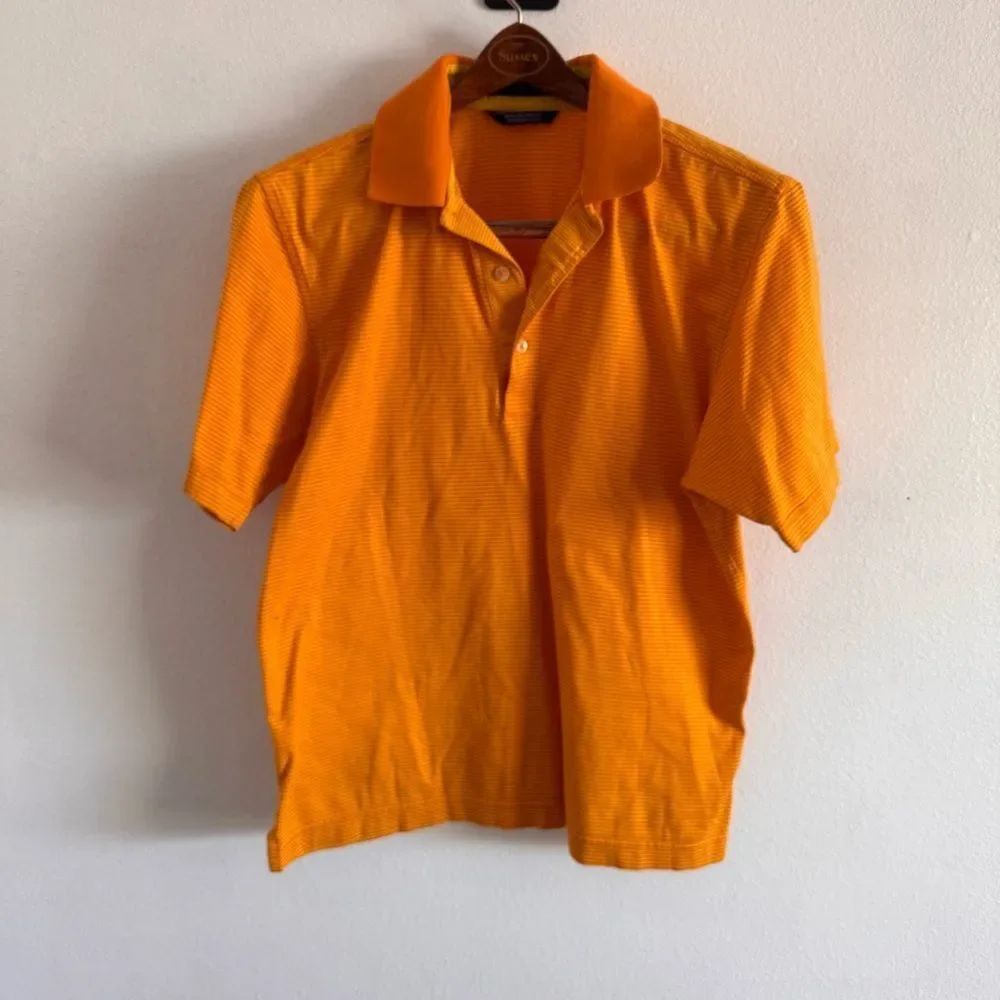 Callaway Collection 100% Egyptian Cotton Polo Shirt Orange Stripes Golf Size Sm